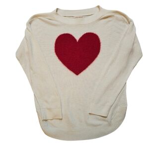Song N Spirit Heart Design Cream Sweater sz M EUC
